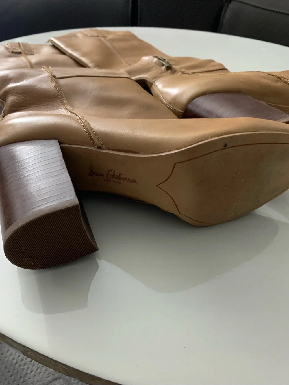 Sam Edelman Over-the-Knee Leather Boots in Tan